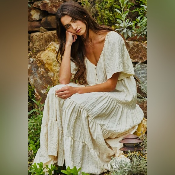 Woven Cotton Button Down Sweetheart Bohemian Flowy
Tiered Flare Maxi Dress - Picture 5 of 8